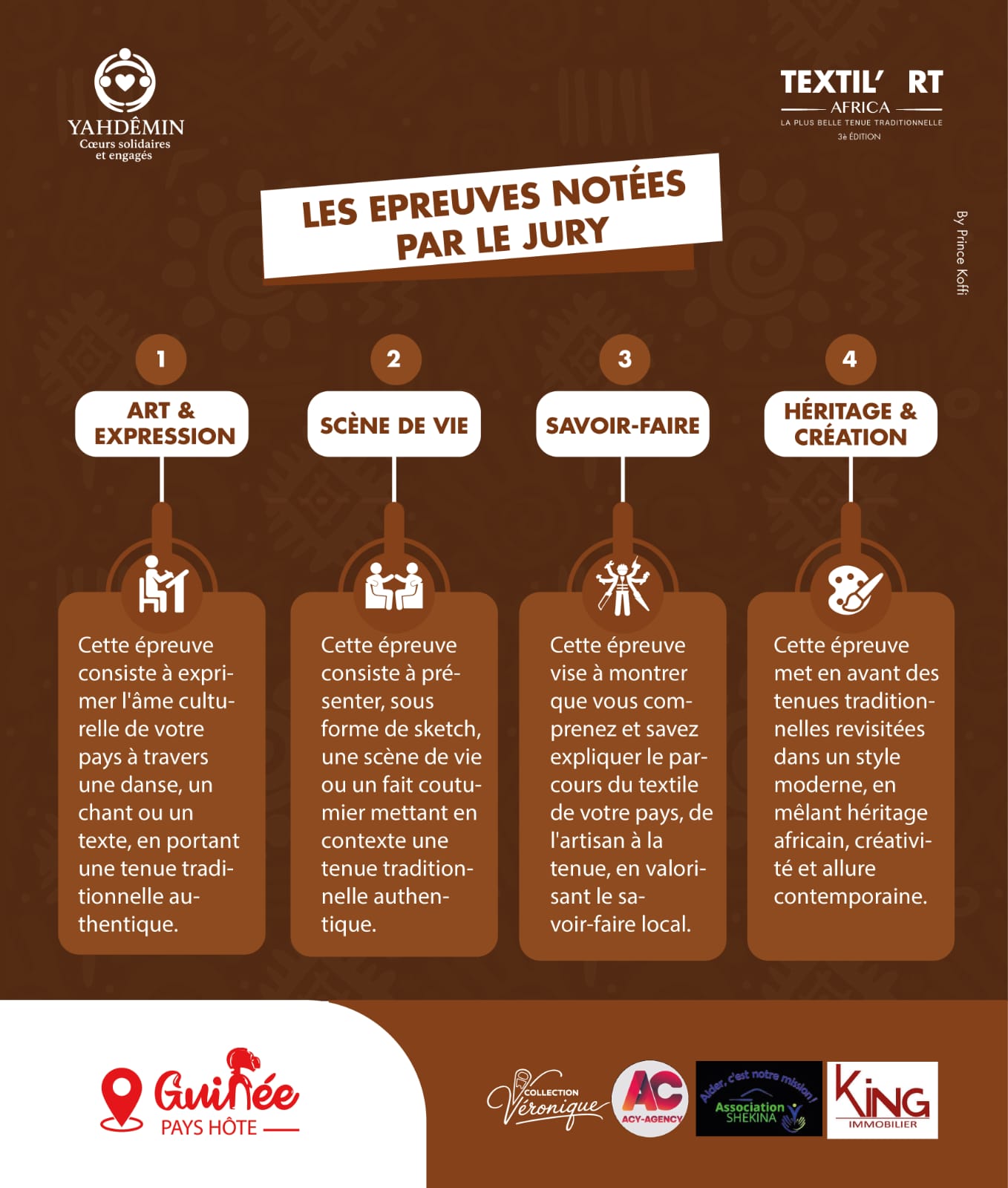 Les 4 epreuves notees par le jury - Art & Expression, Scene de Vie, Savoir-Faire, Heritage & Creation